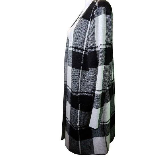 Fortune + Ivy Womens XL Black White Buffalo Plaid Cardigan Duster Shacket - Picture 5 of 8